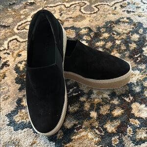 Black Vince slip ons.  Suede and leather in 6.5